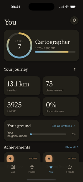 The You screen in dark mode.